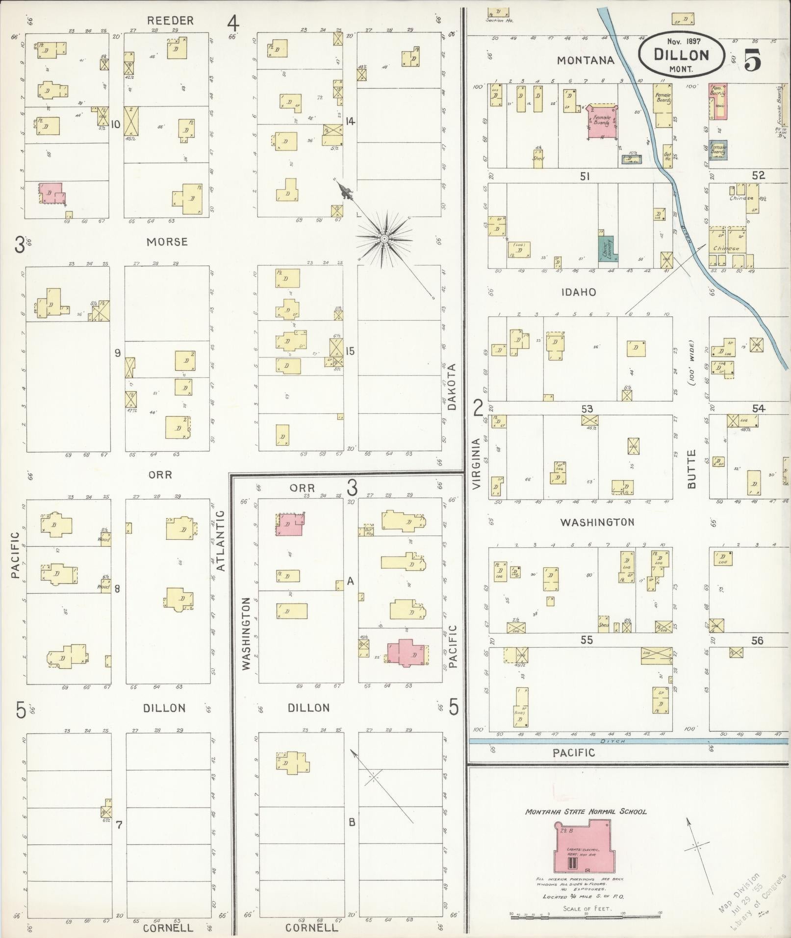 Sanborn Fire Insurance Map from Dillon, Beaverhead County, Montana (1897), Sheet #0005 - Complete Map Set gallery image, historic Sanborn map, vintage wall art, Montana Montana