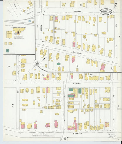 Sanborn Fire Insurance Map from Franklin, Warren County, Ohio (1905), Sheet #0007 - Historic Sanborn Fire Insurance Map Print, vintage old map wall art, antique decor, genealogy gift, Ohio Ohio map