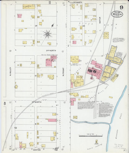 Sanborn Fire Insurance Map from New Ulm, Brown County, Minnesota (1905), Sheet #0009 - Historic Sanborn Fire Insurance Map Print, vintage old map wall art, antique decor, genealogy gift, Minnesota Minnesota map