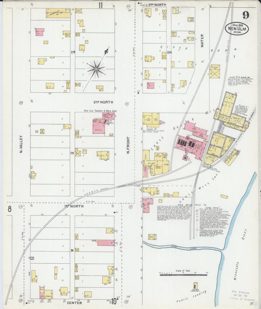 Sanborn Fire Insurance Map from New Ulm, Brown County, Minnesota (1905), Sheet #0009 - Historic Sanborn Fire Insurance Map Print, vintage old map wall art, antique decor, genealogy gift, Minnesota Minnesota map