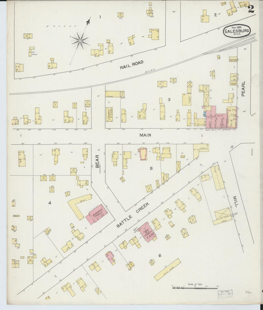 Sanborn Fire Insurance Map from Galesburg, Kalamazoo County, Michigan (1892), Sheet #0002 - Historic Sanborn Fire Insurance Map Print, vintage old map wall art, antique decor, genealogy gift, Michigan Michigan map