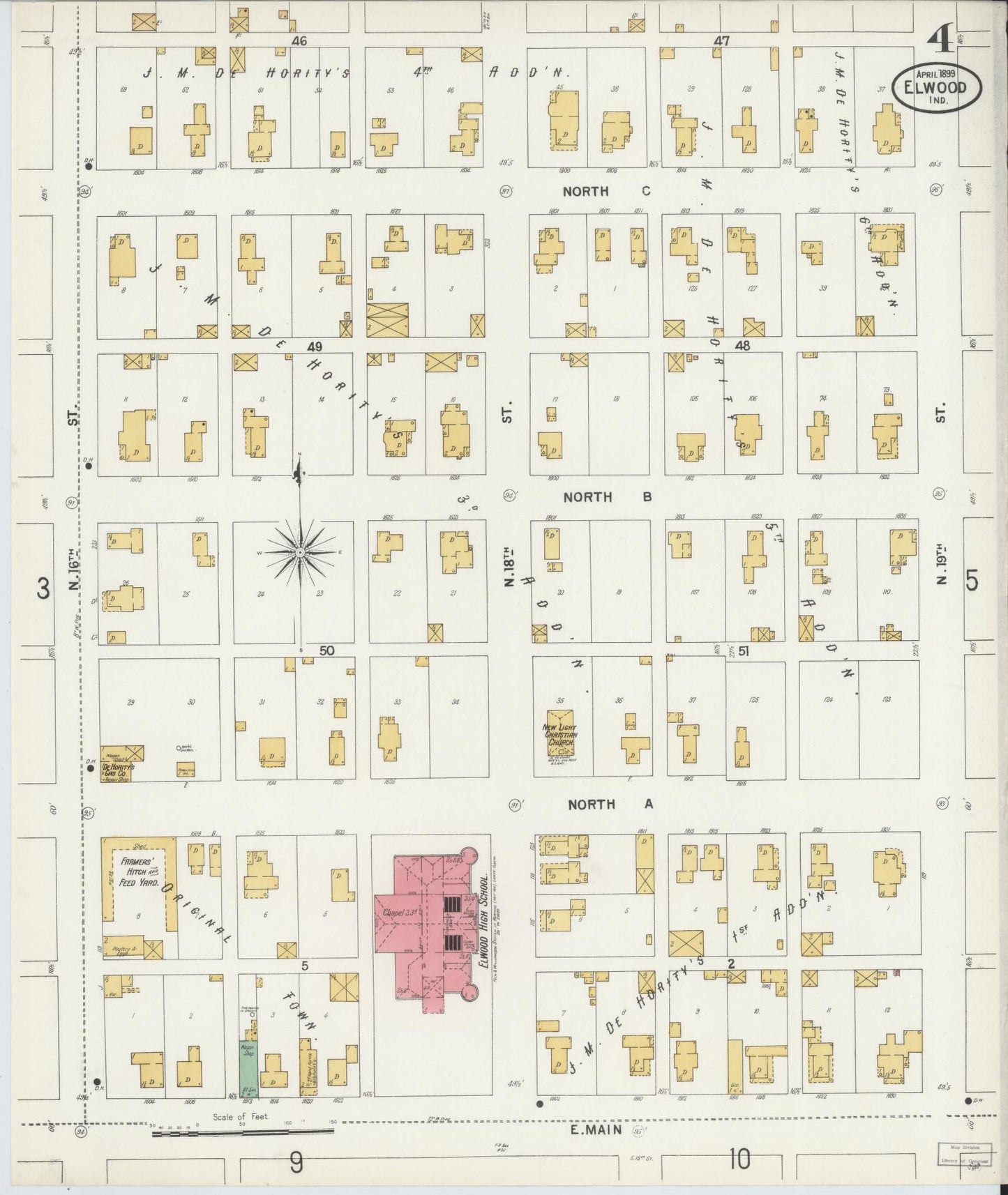 Sanborn Fire Insurance Map from Elwood, Madison County, Indiana (1899), Sheet #0004 - Historic Sanborn Fire Insurance Map Print, vintage old map wall art, antique decor, genealogy gift, Indiana Indiana map