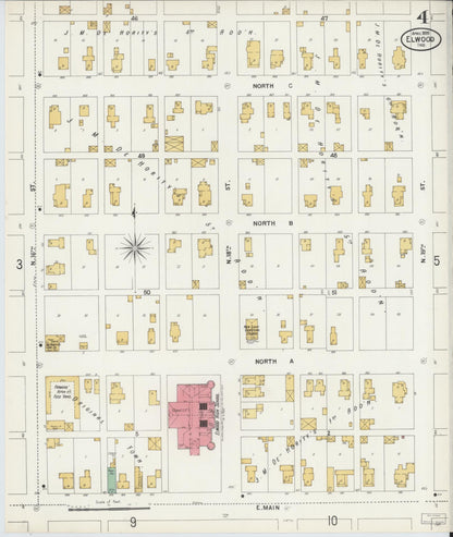 Sanborn Fire Insurance Map from Elwood, Madison County, Indiana (1899), Sheet #0004 - Historic Sanborn Fire Insurance Map Print, vintage old map wall art, antique decor, genealogy gift, Indiana Indiana map