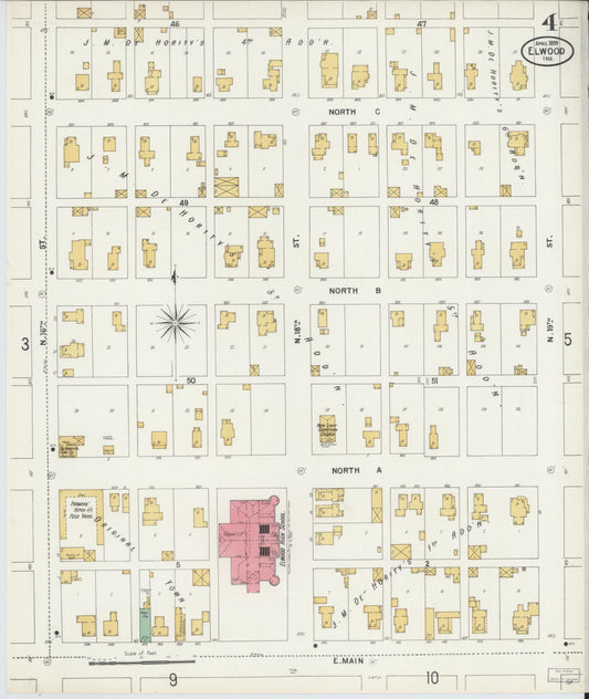 Sanborn Fire Insurance Map from Elwood, Madison County, Indiana (1899), Sheet #0004 - Historic Sanborn Fire Insurance Map Print, vintage old map wall art, antique decor, genealogy gift, Indiana Indiana map