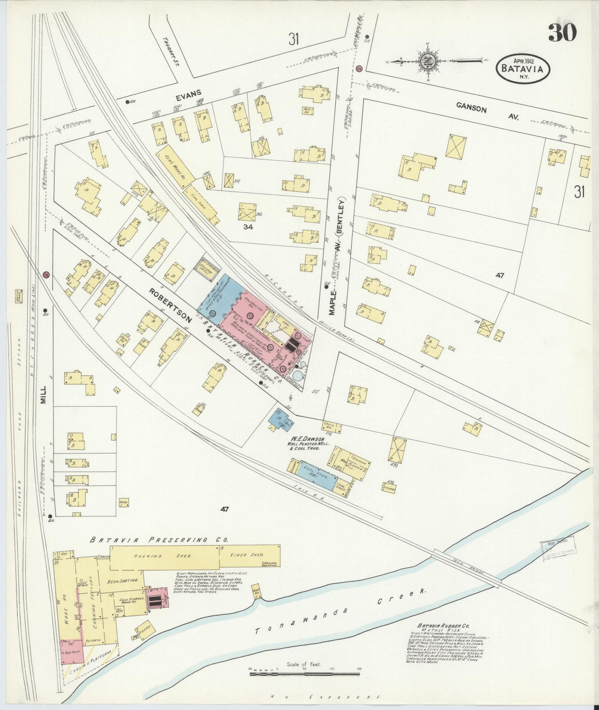 Sanborn Fire Insurance Map from Batavia, Genesee County, New York (1912), Sheet #0030 - Complete Map Set gallery image, historic Sanborn map, vintage wall art, New York New York