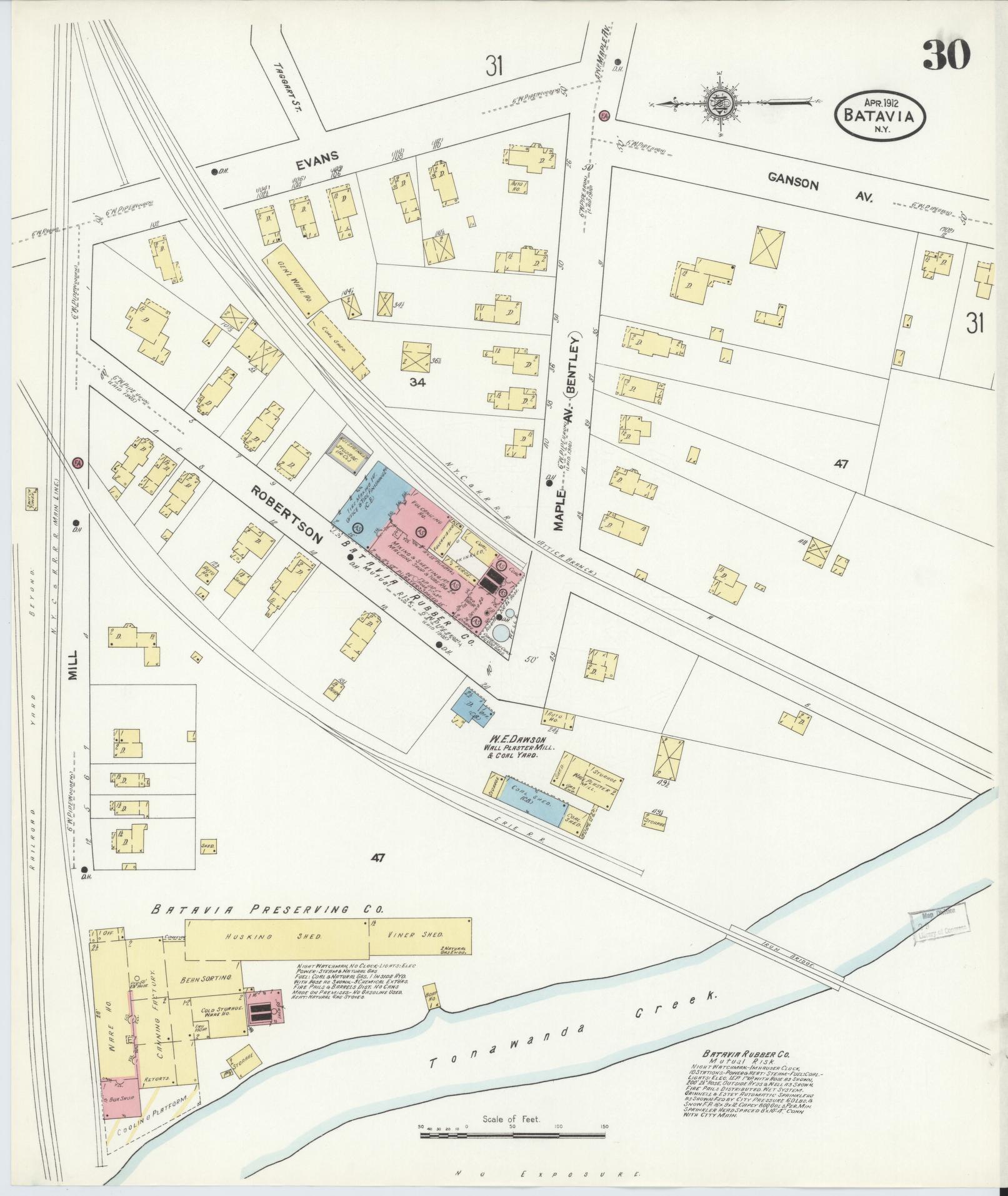 Sanborn Fire Insurance Map from Batavia, Genesee County, New York (1912), Sheet #0030 - Complete Map Set gallery image, historic Sanborn map, vintage wall art, New York New York