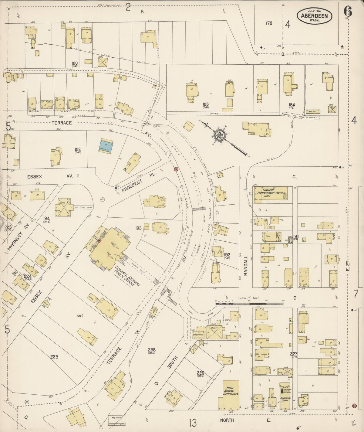 Sanborn Fire Insurance Map from Aberdeen, Grays Harbor County, Washington (1914), Sheet #0006 - Complete Map Set gallery image, historic Sanborn map, vintage wall art, Washington Washington