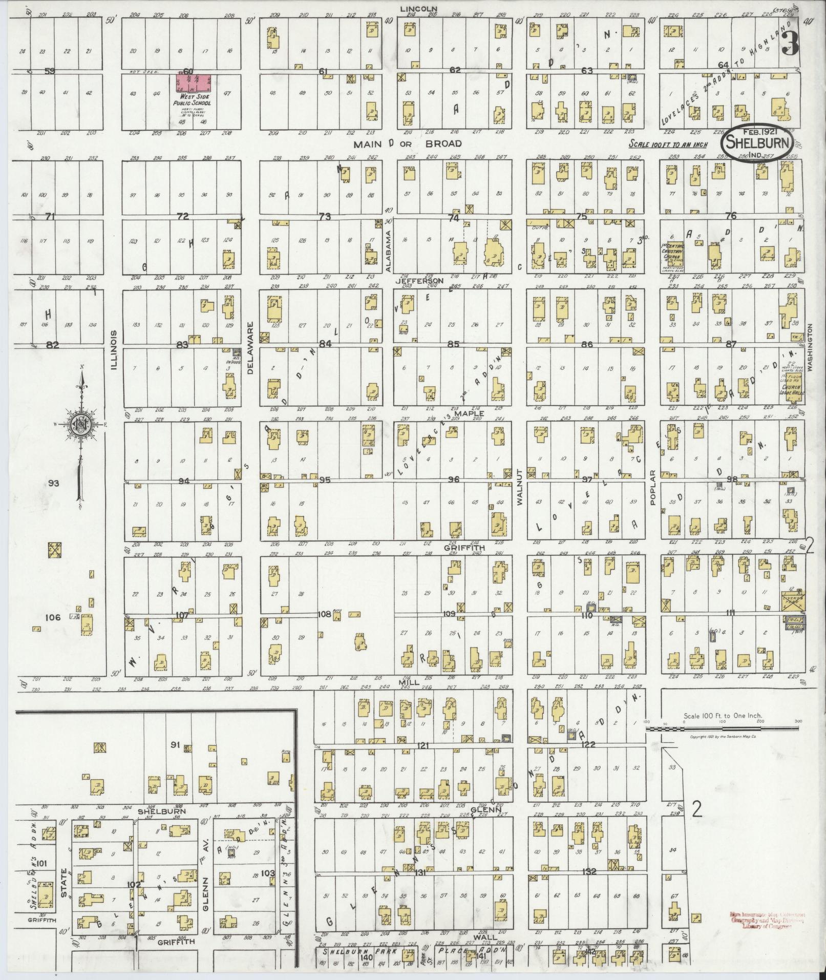 Sanborn Fire Insurance Map from Shelburn, Sullivan County, Indiana (1921), Sheet #0003 - Historic Sanborn Fire Insurance Map Print, vintage old map wall art, antique decor, genealogy gift, Indiana Indiana map