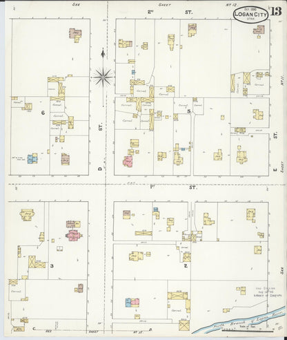 Sanborn Fire Insurance Map from Logan, Cache County, Utah (1890), Sheet #0013 - Complete Map Set gallery image, historic Sanborn map, vintage wall art, Utah Utah