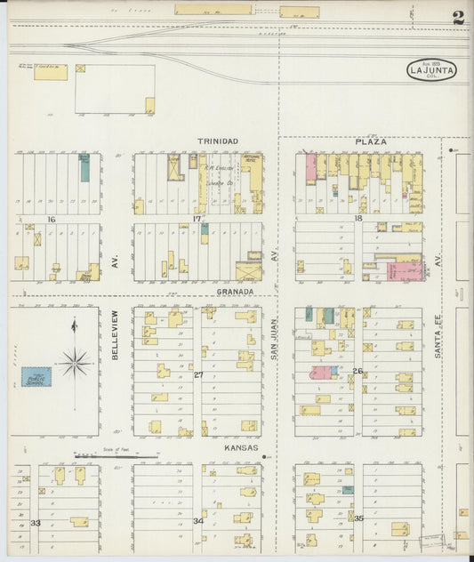 Sanborn Fire Insurance Map from La Junta, Otero County, Colorado (1893), Sheet #0002 - Historic Sanborn Fire Insurance Map Print, vintage old map wall art, antique decor, genealogy gift, Colorado Colorado map