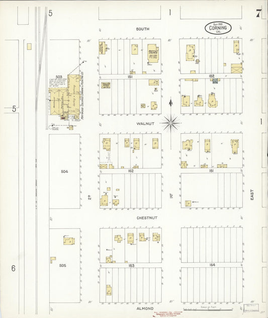 Sanborn Fire Insurance Map from Corning, Tehama County, California (1903), Sheet #0007 - Historic Sanborn Fire Insurance Map Print, vintage old map wall art, antique decor, genealogy gift, California California map