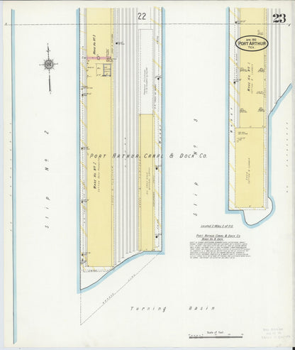 Sanborn Fire Insurance Map from Port Arthur, Jefferson County, Texas (1910), Sheet #0023 - Complete Map Set gallery image, historic Sanborn map, vintage wall art, Texas Texas
