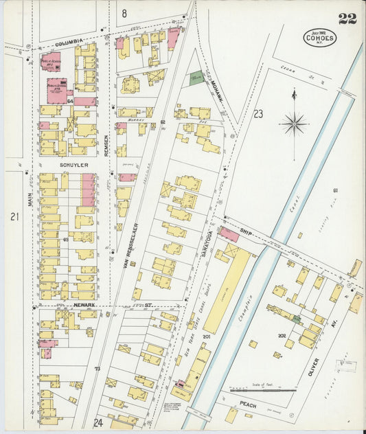Sanborn Fire Insurance Map from Cohoes, Albany County, New York (1902), Sheet #0022 - Historic Sanborn Fire Insurance Map Print, vintage old map wall art, antique decor, genealogy gift, New York New York map