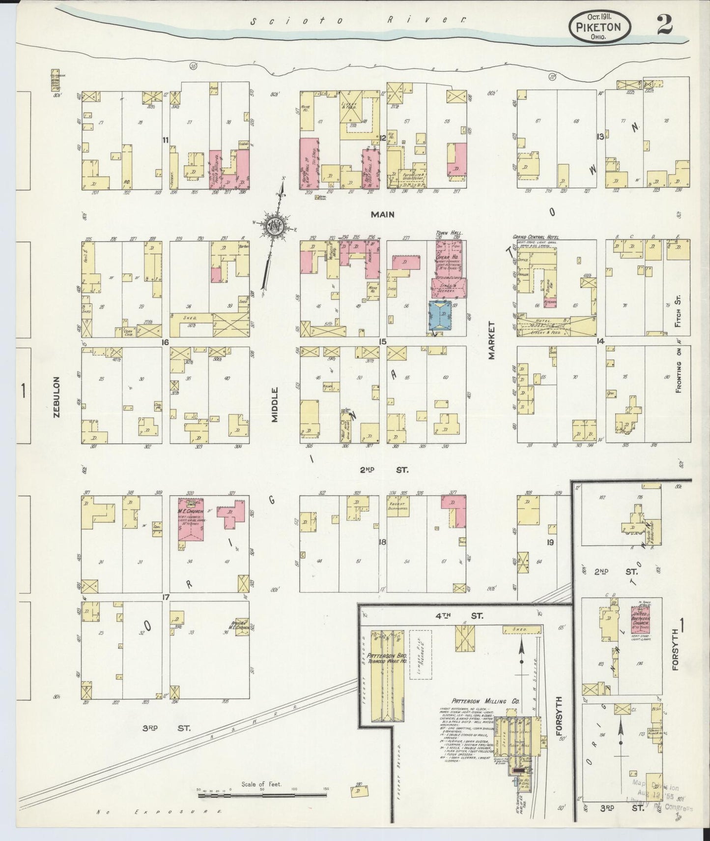 Sanborn Fire Insurance Map from Piketon, Pike County, Ohio (1911), Sheet #0002 - Complete Map Set gallery image, historic Sanborn map, vintage wall art, Ohio Ohio