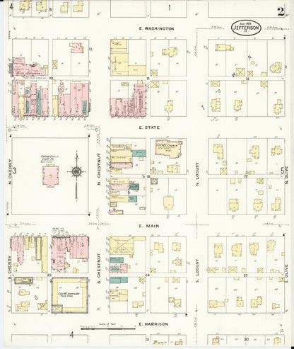 Sanborn Fire Insurance Map from Jefferson, Greene County, Iowa (1909), Sheet #0002 - Historic Sanborn Fire Insurance Map Print