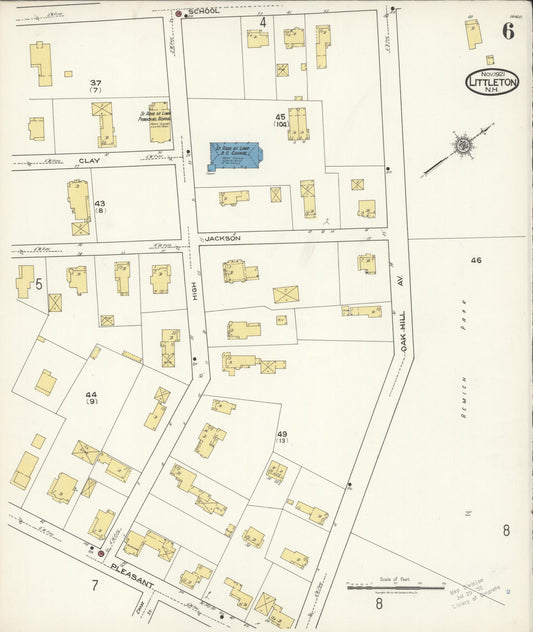 Sanborn Fire Insurance Map from Littleton, Grafton County, New Hampshire (1921), Sheet #0006 - Historic Sanborn Fire Insurance Map Print, vintage old map wall art, antique decor, genealogy gift, New Hampshire New Hampshire map