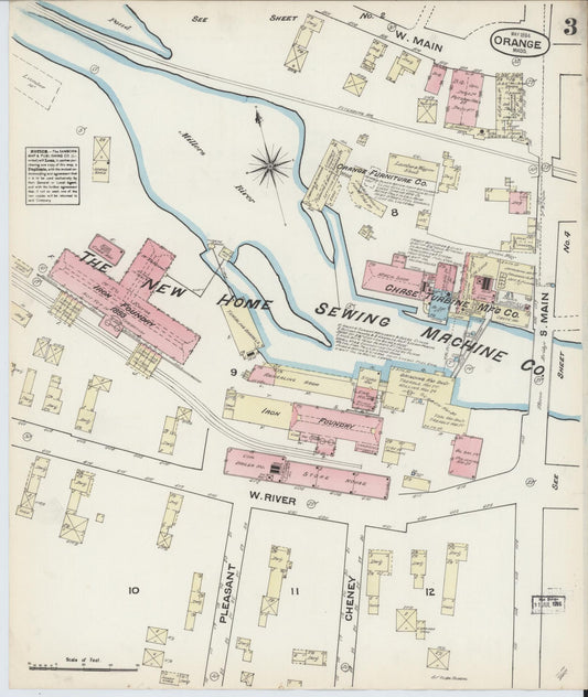 Sanborn Fire Insurance Map from Orange, Franklin County, Massachusetts (1884), Sheet #0003 - Historic Sanborn Fire Insurance Map Print, vintage old map wall art, antique decor, genealogy gift, Massachusetts Massachusetts map