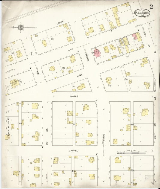 Sanborn Fire Insurance Map from Pleasanton, Linn County, Kansas (1913), Sheet #0002 - Historic Sanborn Fire Insurance Map Print, vintage old map wall art, antique decor, genealogy gift, Kansas Kansas map