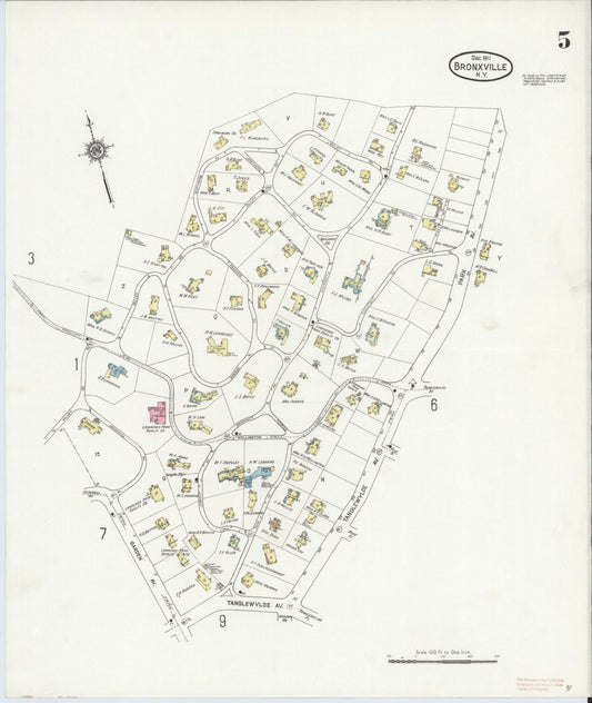 Sanborn Fire Insurance Map from Bronxville, Westchester County, New York (1911), Sheet #0005 - Historic Sanborn Fire Insurance Map Print, vintage old map wall art, antique decor, genealogy gift, New York New York map