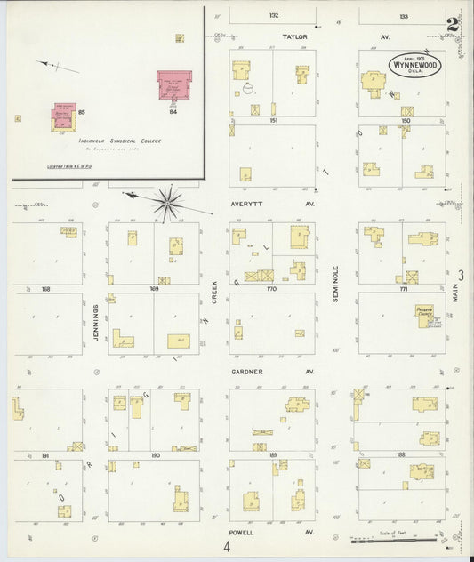 Sanborn Fire Insurance Map from Wynnewood, Garvin County, Oklahoma (1908), Sheet #0002 - Historic Sanborn Fire Insurance Map Print, vintage old map wall art, antique decor, genealogy gift, Oklahoma Oklahoma map