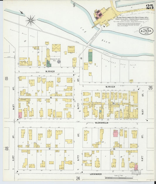 Sanborn Fire Insurance Map from Alpena, Alpena County, Michigan (1901), Sheet #0025 - Historic Sanborn Fire Insurance Map Print, vintage old map wall art, antique decor, genealogy gift, Michigan Michigan map
