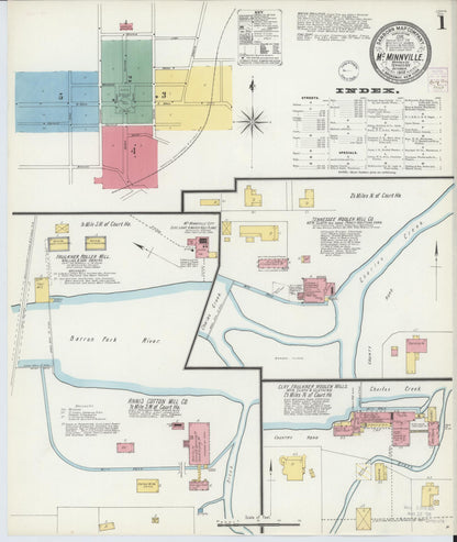 Sanborn Fire Insurance Map from McMinnville, Warren County, Tennessee (1902), Sheet #0001 - Complete Map Set gallery image, historic Sanborn map, vintage wall art, Tennessee Tennessee