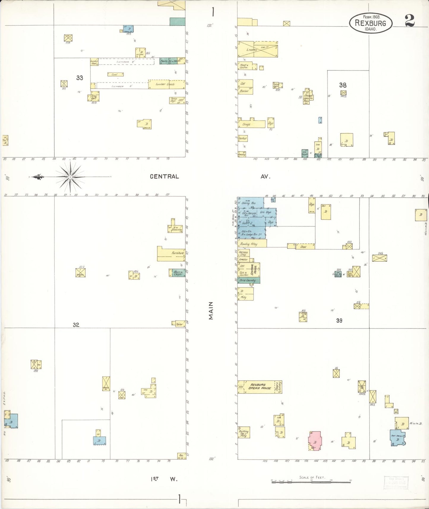 Sanborn Fire Insurance Map from Rexburg, Madison County, Idaho (1903), Sheet #0002 - Historic Sanborn Fire Insurance Map Print, vintage old map wall art, antique decor, genealogy gift, Idaho Idaho map