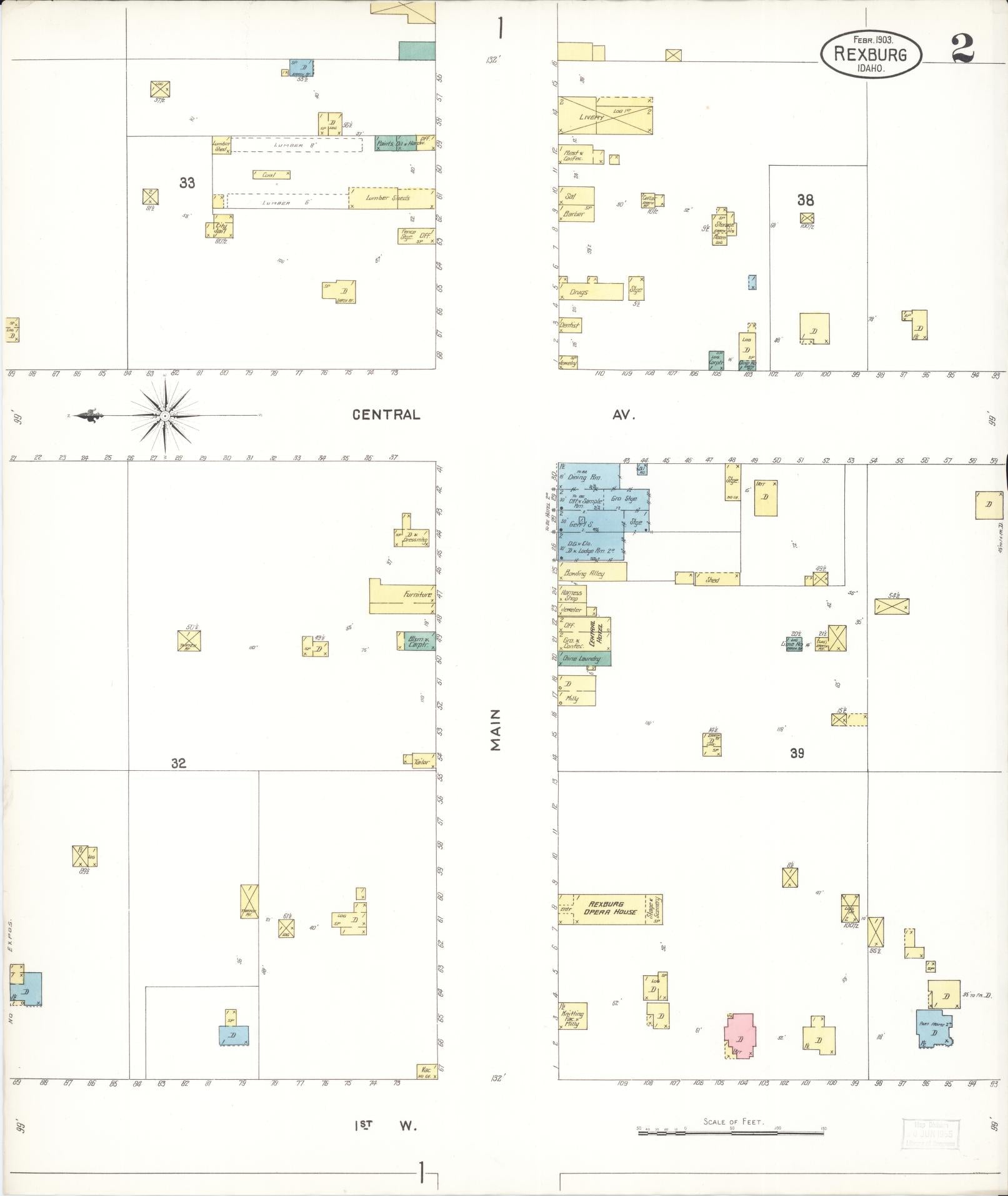Sanborn Fire Insurance Map from Rexburg, Madison County, Idaho (1903), Sheet #0002 - Historic Sanborn Fire Insurance Map Print, vintage old map wall art, antique decor, genealogy gift, Idaho Idaho map