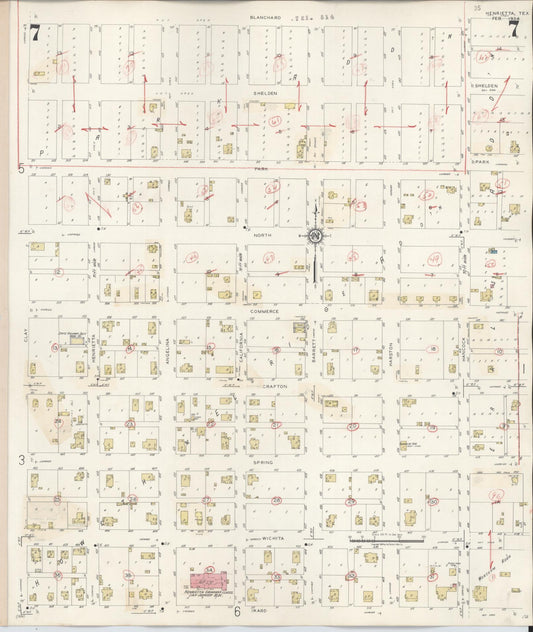 Sanborn Fire Insurance Map from Henrietta, Clay County, Texas (1944), Sheet #0007 - Historic Sanborn Fire Insurance Map Print, vintage old map wall art, antique decor, genealogy gift, Texas Texas map
