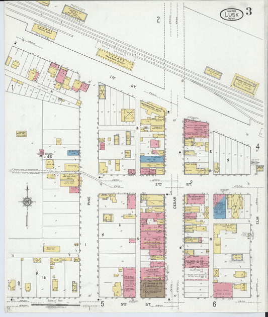 Sanborn Fire Insurance Map from Lusk, Niobrara County, Wyoming (1919), Sheet #0003 - Historic Sanborn Fire Insurance Map Print, vintage old map wall art, antique decor, genealogy gift, Wyoming Wyoming map