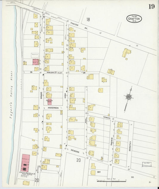 Sanborn Fire Insurance Map from Grafton, Taylor County, West Virginia (1911), Sheet #0019 - Historic Sanborn Fire Insurance Map Print, vintage old map wall art, antique decor, genealogy gift, West Virginia West Virginia map