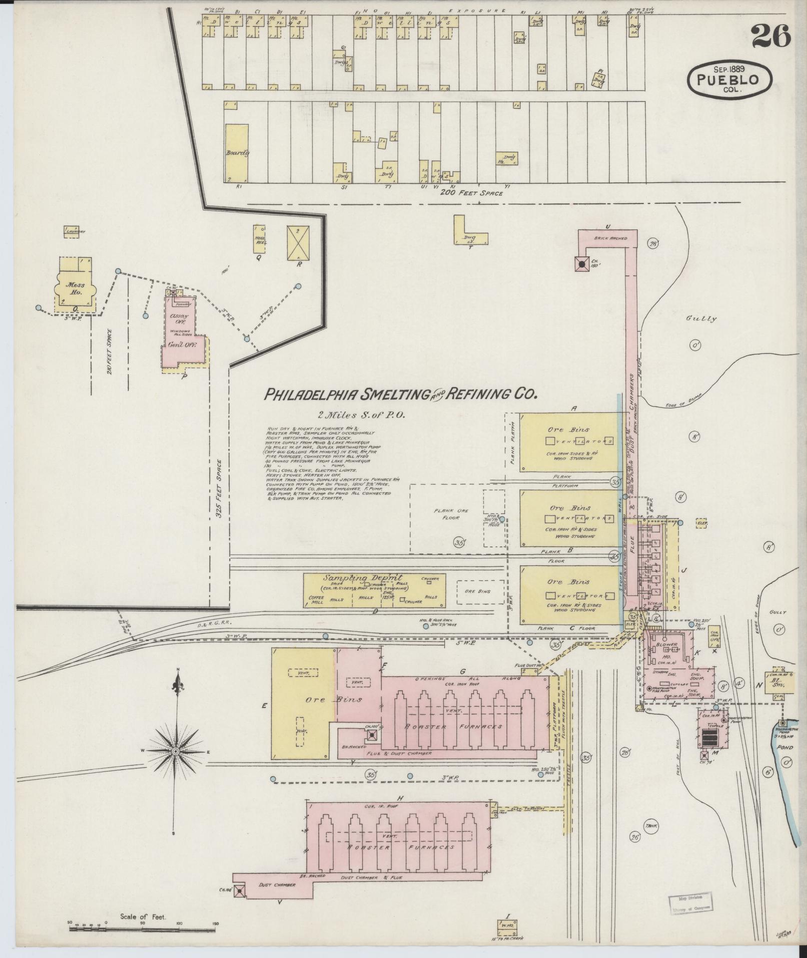 Sanborn Fire Insurance Map from Pueblo, Pueblo County, Colorado (1889), Sheet #0026 - Complete Map Set gallery image, historic Sanborn map, vintage wall art, Colorado Colorado