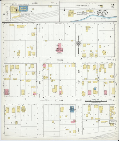 Sanborn Fire Insurance Map from Pacific, Franklin County, Missouri (1917), Sheet #0002 - Historic Sanborn Fire Insurance Map Print, vintage old map wall art, antique decor, genealogy gift, Missouri Missouri map