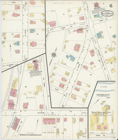 Sanborn Fire Insurance Map from Sellersville, Bucks County, Pennsylvania (1913), Sheet #0006 - Historic Sanborn Fire Insurance Map Print, vintage old map wall art, antique decor, genealogy gift, Pennsylvania Pennsylvania map
