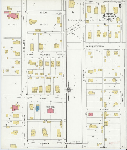 Sanborn Fire Insurance Map from Rockville, Parke County, Indiana (1921), Sheet #0006 - Historic Sanborn Fire Insurance Map Print, vintage old map wall art, antique decor, genealogy gift, Indiana Indiana map