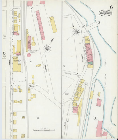Sanborn Fire Insurance Map from Somersworth, Strafford County, New Hampshire (1905), Sheet #0006 - Complete Map Set gallery image, historic Sanborn map, vintage wall art, Maine Maine