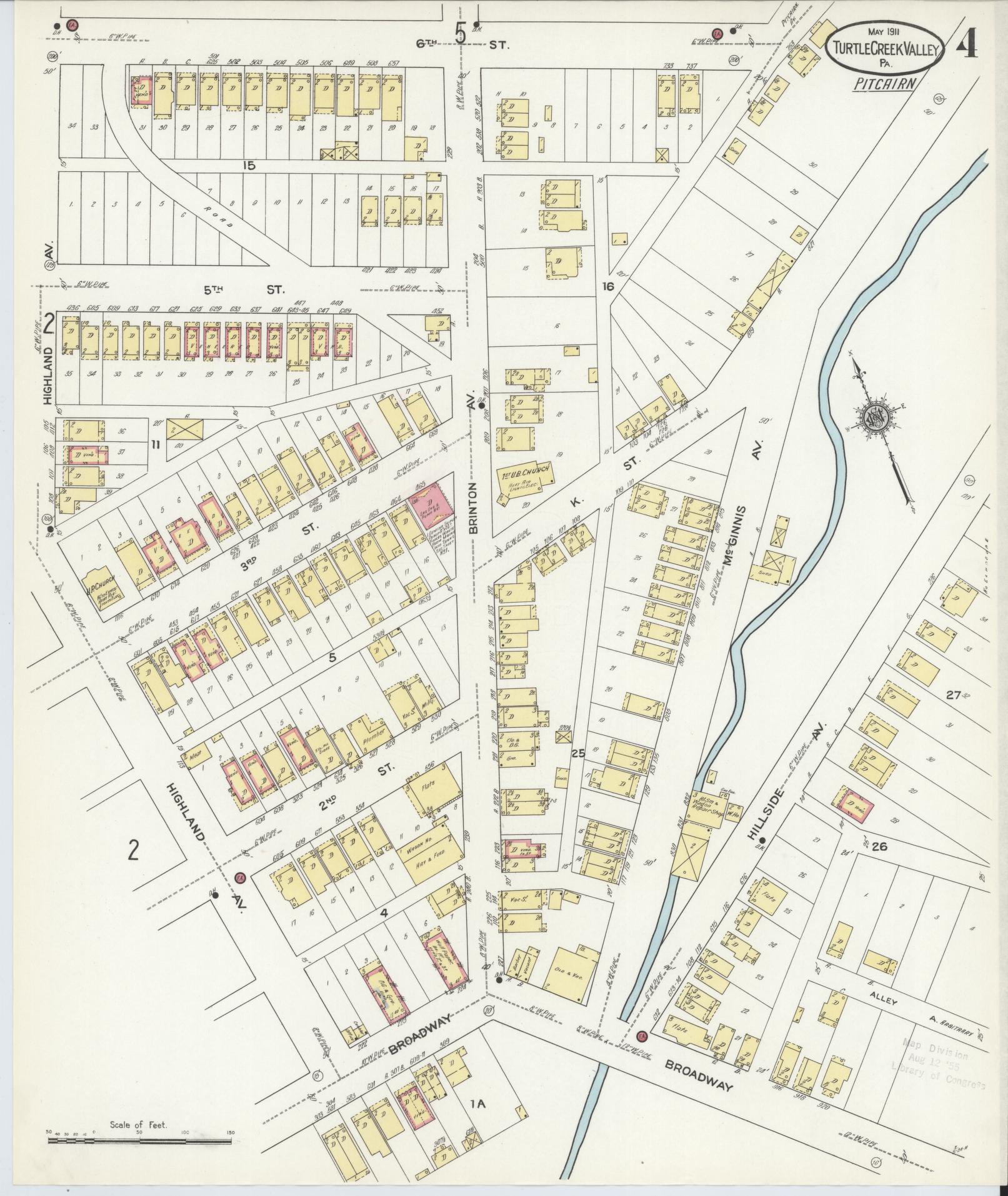Sanborn Fire Insurance Map from Turtle Creek Valley, Allegheny County, Pennsylvania (1911), Sheet #0004 - Complete Map Set gallery image, historic Sanborn map, vintage wall art, Pennsylvania Pennsylvania