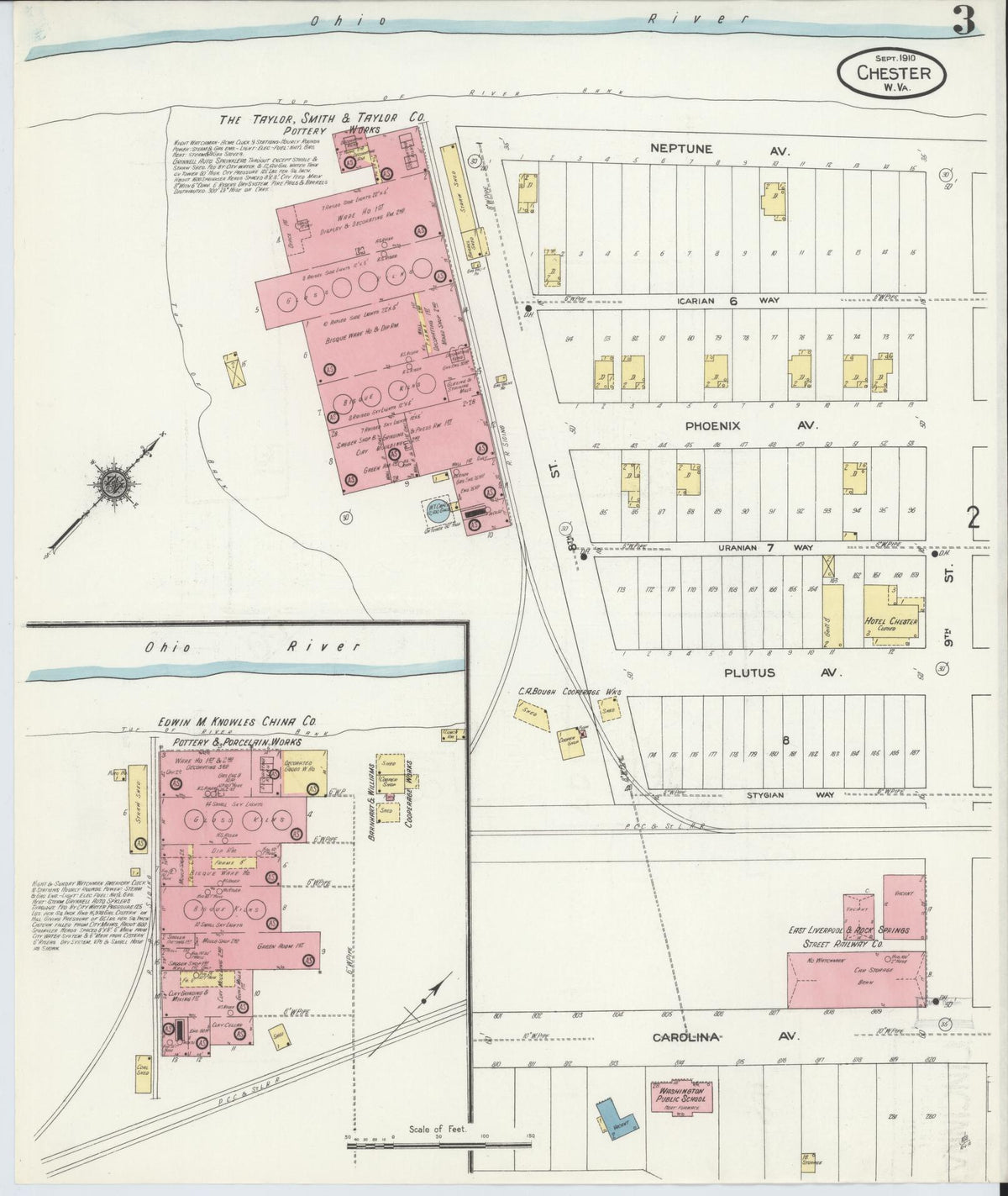 Sanborn Fire Insurance Map from Chester, Hancock County, West Virginia (1910), Sheet #0003 - Historic Sanborn Fire Insurance Map Print, vintage old map wall art, antique decor, genealogy gift, West Virginia West Virginia map