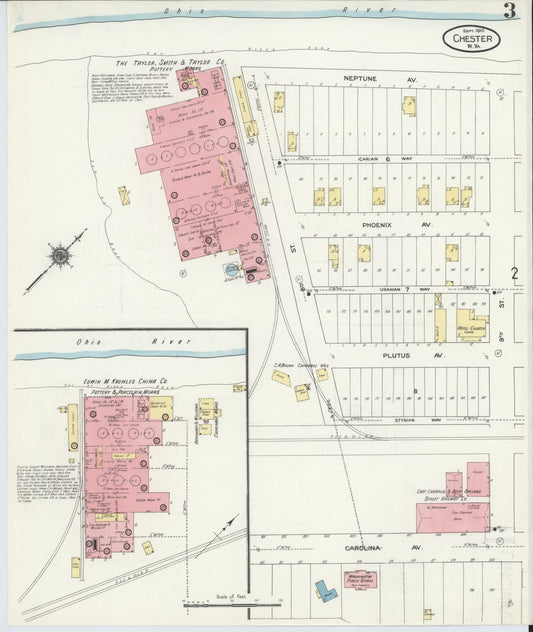 Sanborn Fire Insurance Map from Chester, Hancock County, West Virginia (1910), Sheet #0003 - Historic Sanborn Fire Insurance Map Print, vintage old map wall art, antique decor, genealogy gift, West Virginia West Virginia map
