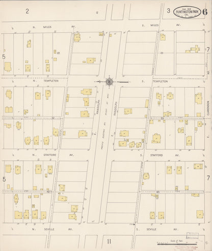 Sanborn Fire Insurance Map from Huntington Park, Los Angeles County, California (1916), Sheet #0006 - Complete Map Set gallery image, historic Sanborn map, vintage wall art, California California