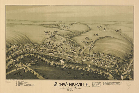 Schwenksville, Montgomery County, Pennsylvania, 1894. (1894) – Historic Bird’s-Eye View Panorama Print