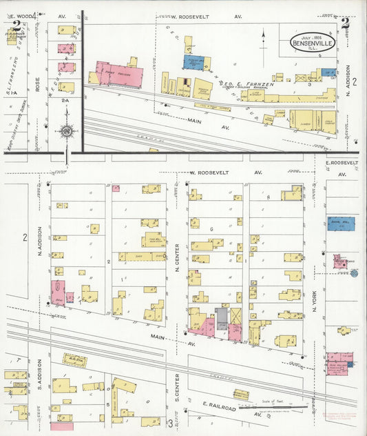 Sanborn Fire Insurance Map from Bensenville, Dupage County, Illinois (1926), Sheet #0002 - Historic Sanborn Fire Insurance Map Print, vintage old map wall art, antique decor, genealogy gift, Illinois Illinois map