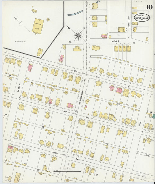 Sanborn Fire Insurance Map from Scottdale, Westmoreland County, Pennsylvania (1903), Sheet #0010 - Historic Sanborn Fire Insurance Map Print, vintage old map wall art, antique decor, genealogy gift, Pennsylvania Pennsylvania map