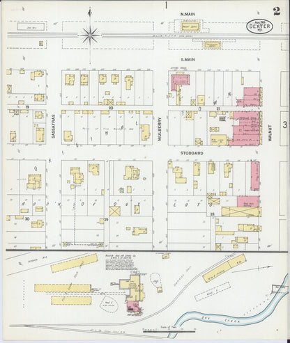 Sanborn Fire Insurance Map from Dexter, Stoddard County, Missouri (1900), Sheet #0002 - Complete Map Set gallery image, historic Sanborn map, vintage wall art, Missouri Missouri