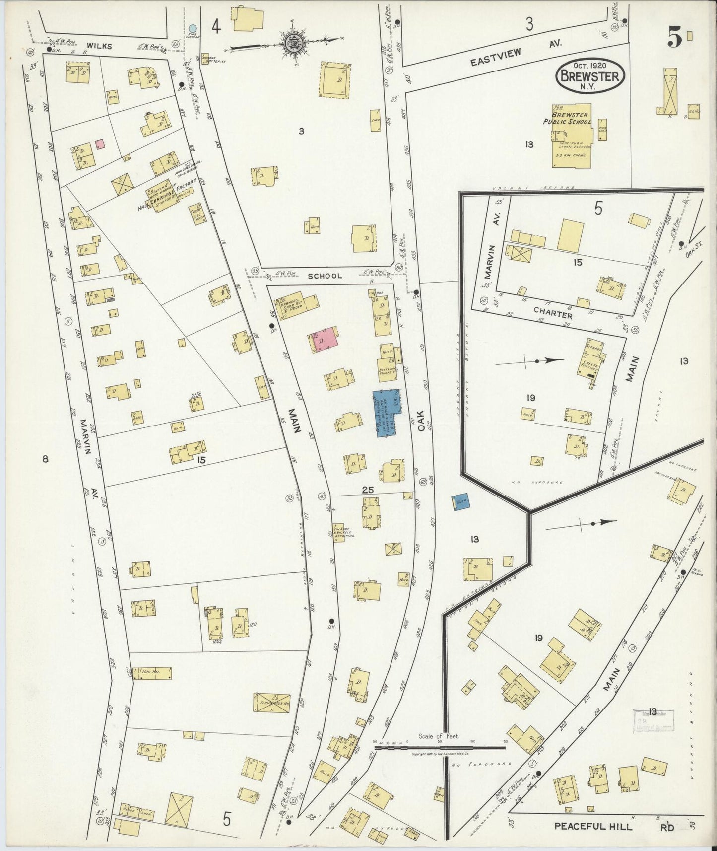 Sanborn Fire Insurance Map from Brewster, Putnam County, New York (1920), Sheet #0005 - Complete Map Set gallery image, historic Sanborn map, vintage wall art, New York New York