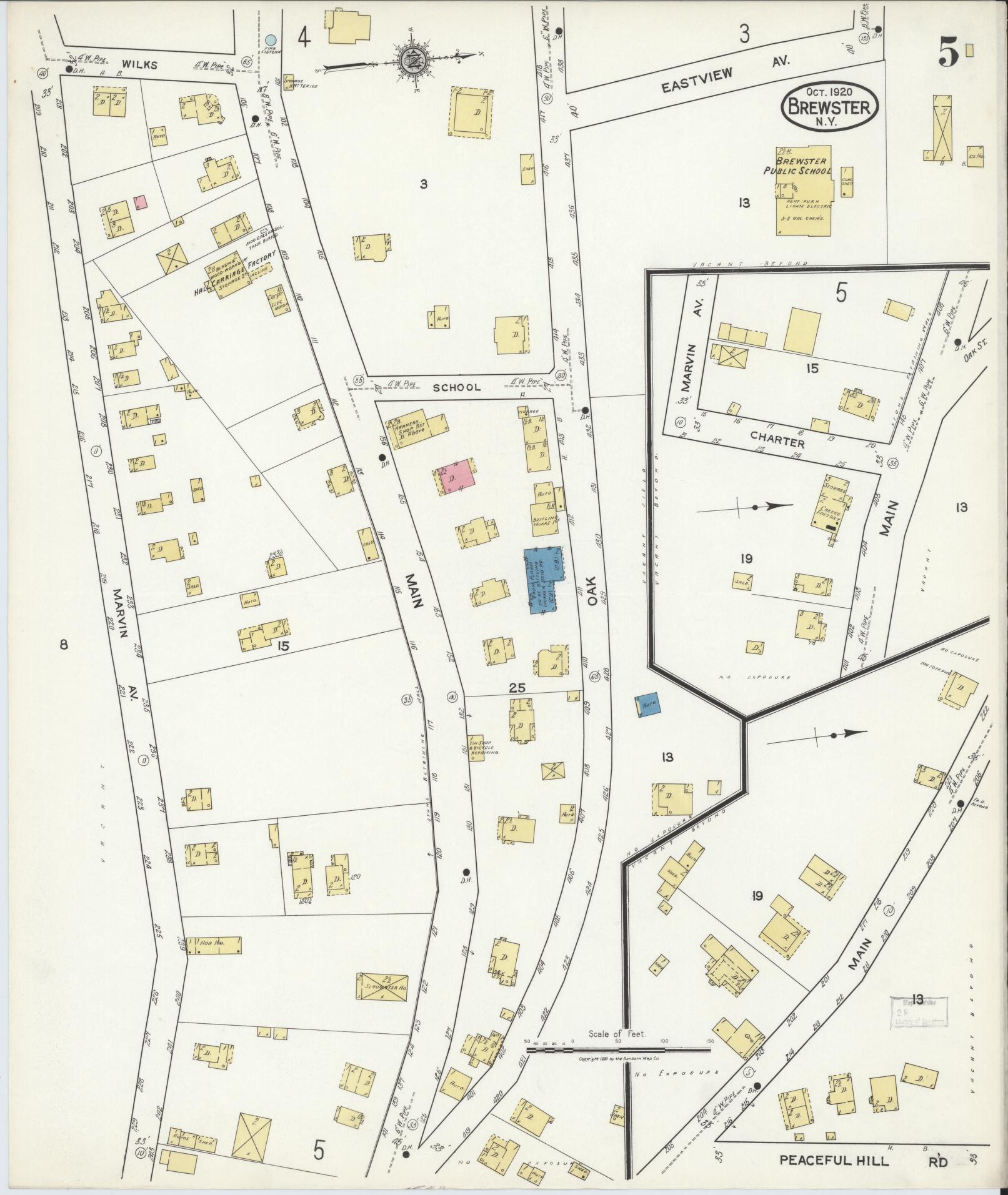 Sanborn Fire Insurance Map from Brewster, Putnam County, New York (1920), Sheet #0005 - Complete Map Set gallery image, historic Sanborn map, vintage wall art, New York New York