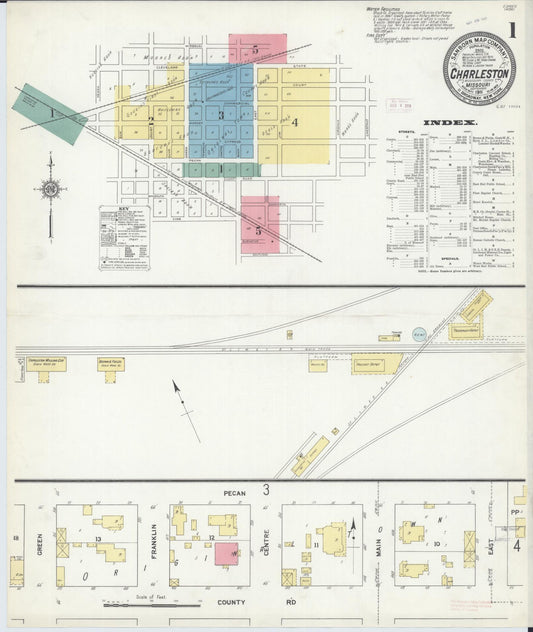 Sanborn Fire Insurance Map from Charleston, Mississippi County, Missouri (1911), Sheet #0001 - Complete Map Set gallery image, historic Sanborn map, vintage wall art, Missouri Missouri