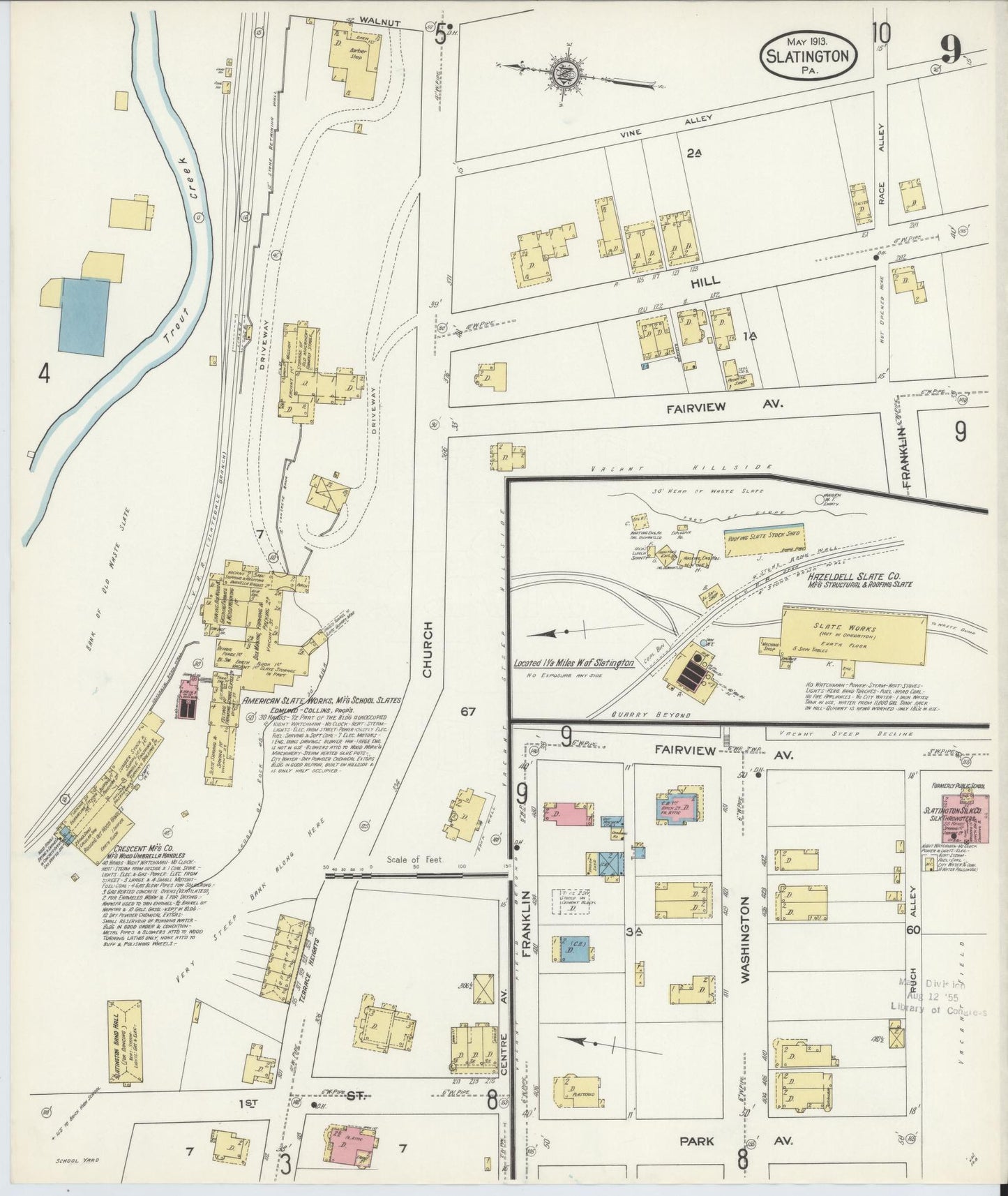 Sanborn Fire Insurance Map from Slatington, Lehigh County, Pennsylvania (1913), Sheet #0009 - Complete Map Set gallery image, historic Sanborn map, vintage wall art, Pennsylvania Pennsylvania