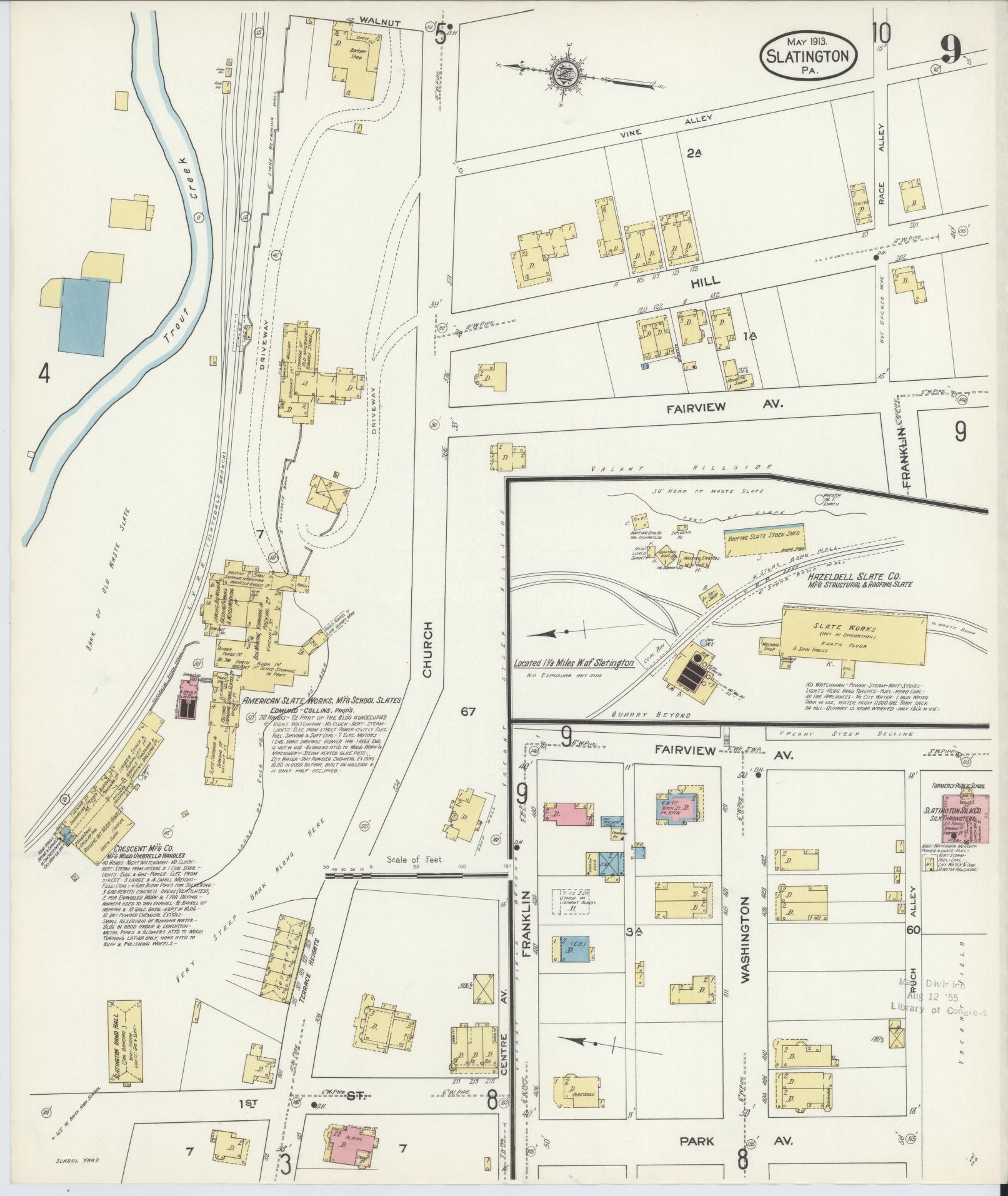 Sanborn Fire Insurance Map from Slatington, Lehigh County, Pennsylvania (1913), Sheet #0009 - Complete Map Set gallery image, historic Sanborn map, vintage wall art, Pennsylvania Pennsylvania