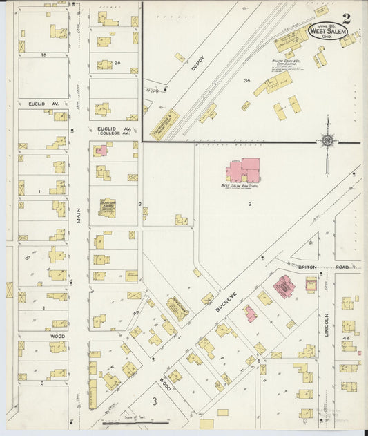 Sanborn Fire Insurance Map from West Salem, Wayne County, Ohio (1915), Sheet #0002 - Historic Sanborn Fire Insurance Map Print, vintage old map wall art, antique decor, genealogy gift, Ohio Ohio map
